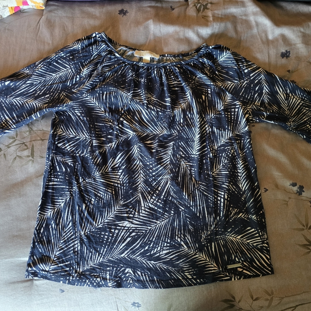 Michael Kors Monochrome Leaf Print Blouse